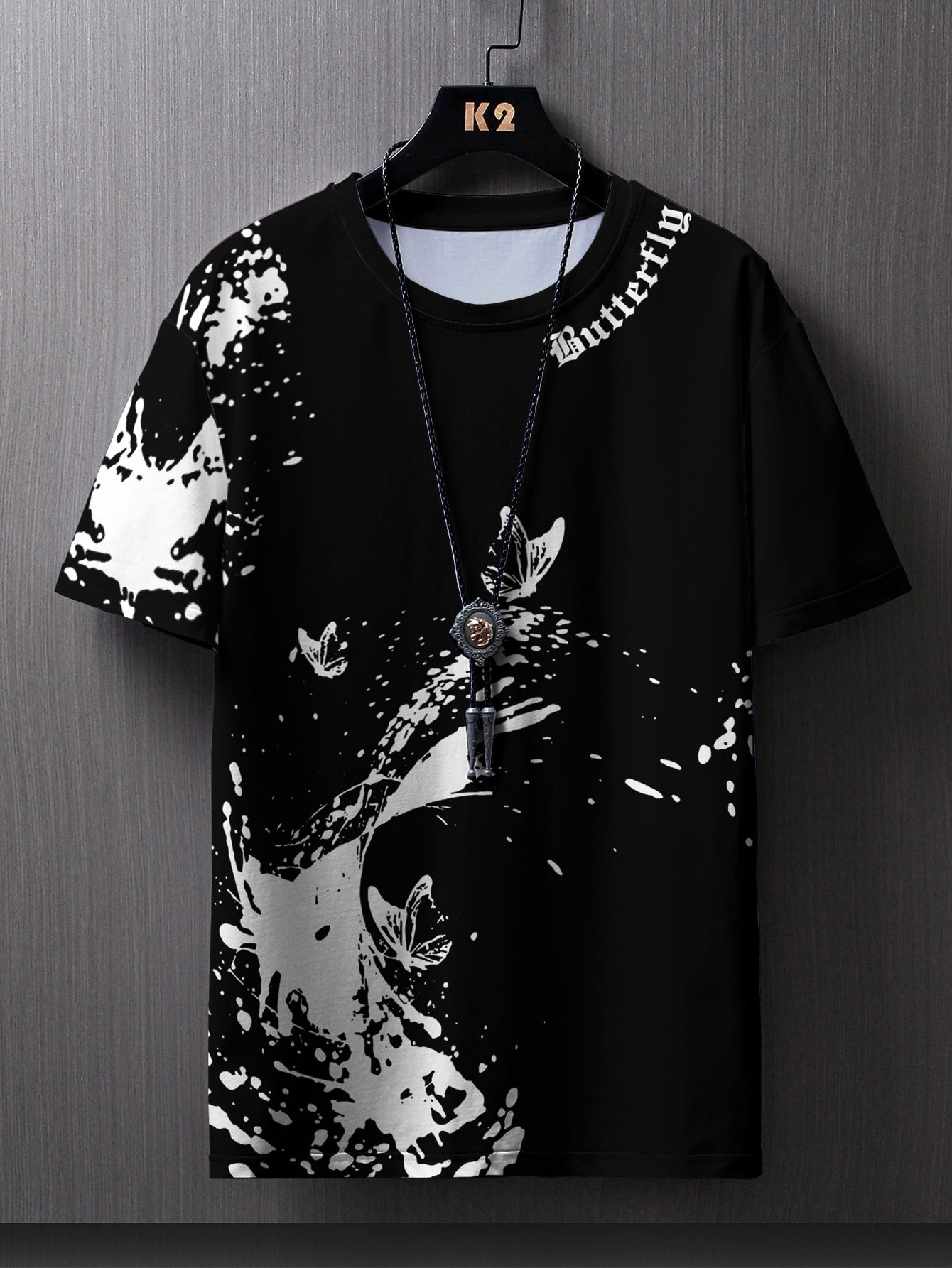 Manfinity LEGND Men Butterfly & Splash Ink Print Tee