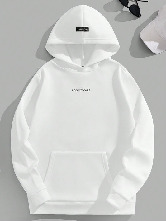 Manfinity Hypemode Men's Hoodie With Slogan Print, Patch Details And Fleece Lining