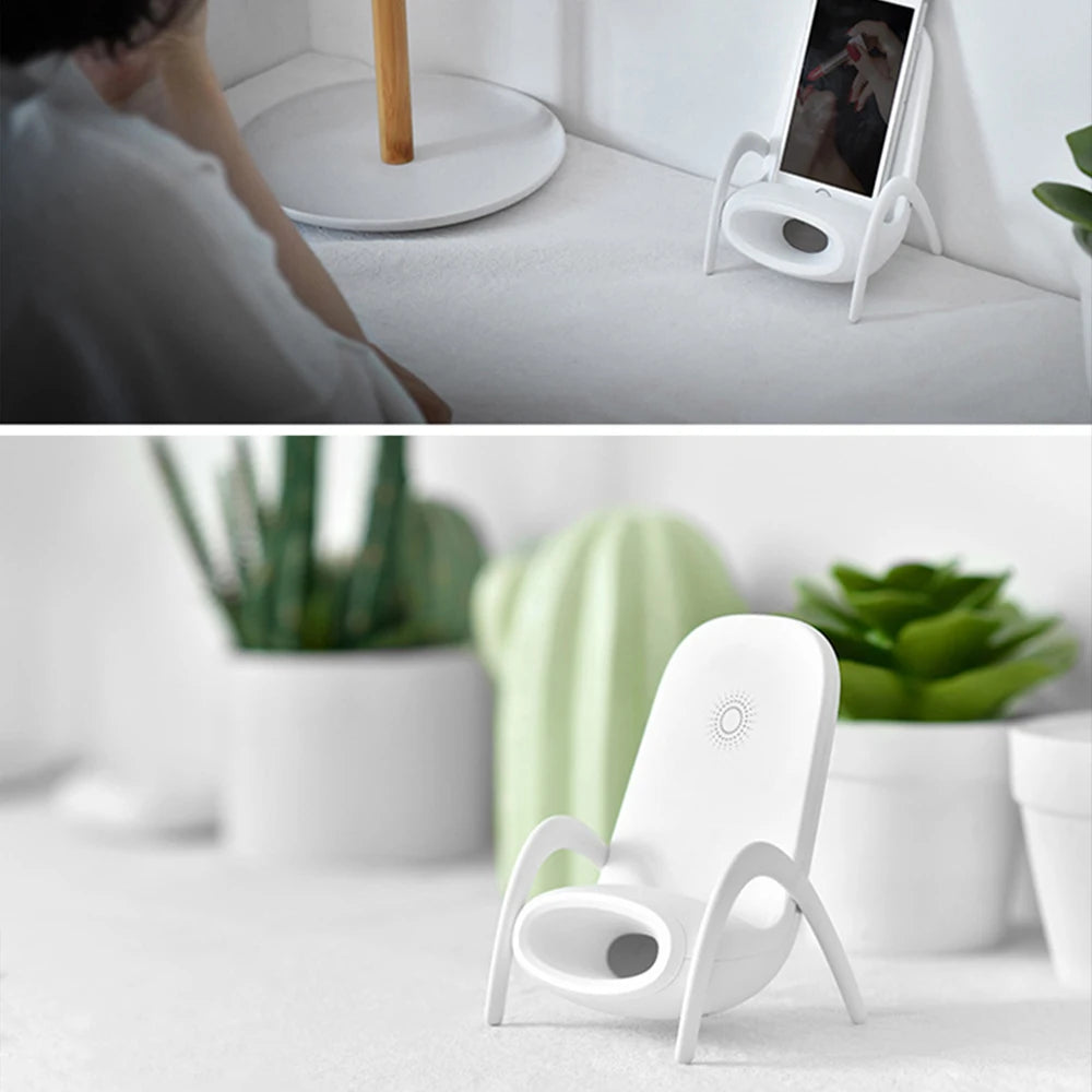 Portable Mini Chair Stand Wireless Charger Bracket Station Desk Mobile Phone Holder Fast Charge For Xiaomi iPhone Samsung