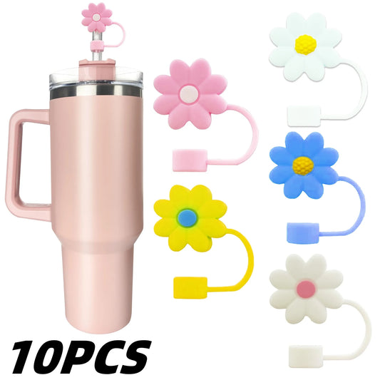 10PCS Silicone Straw Covers Cap Compatible with Stanley