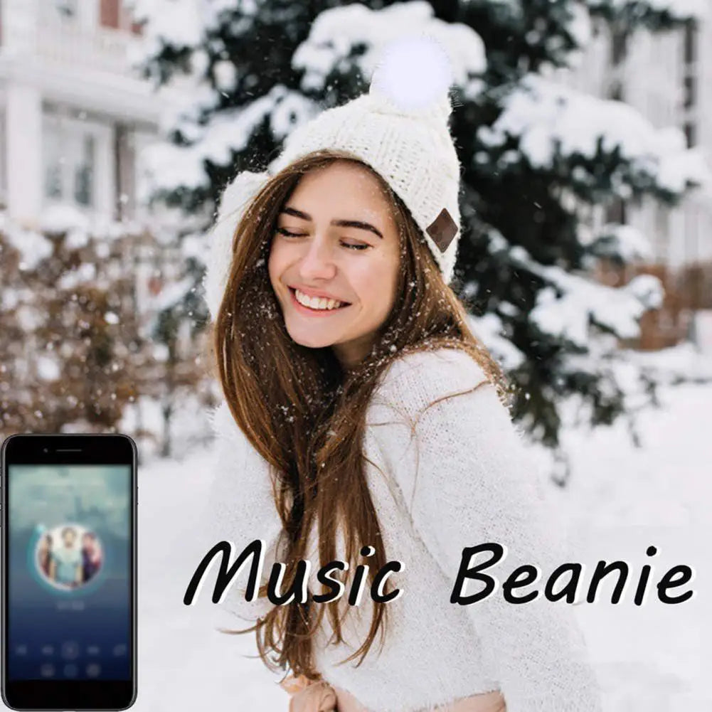 beanie Hat with Headphones wireles Bluetooth-compatible