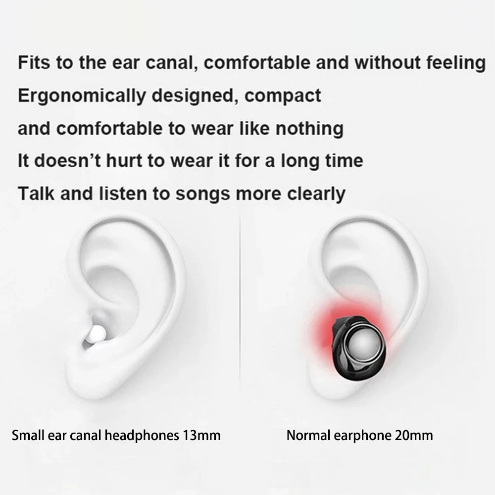 Mini Headphones Invisible Earphones Bluetooth TWS Wireless Touch Game Semi-In-Ear Earbuds Noise Reduction Sports Headset New