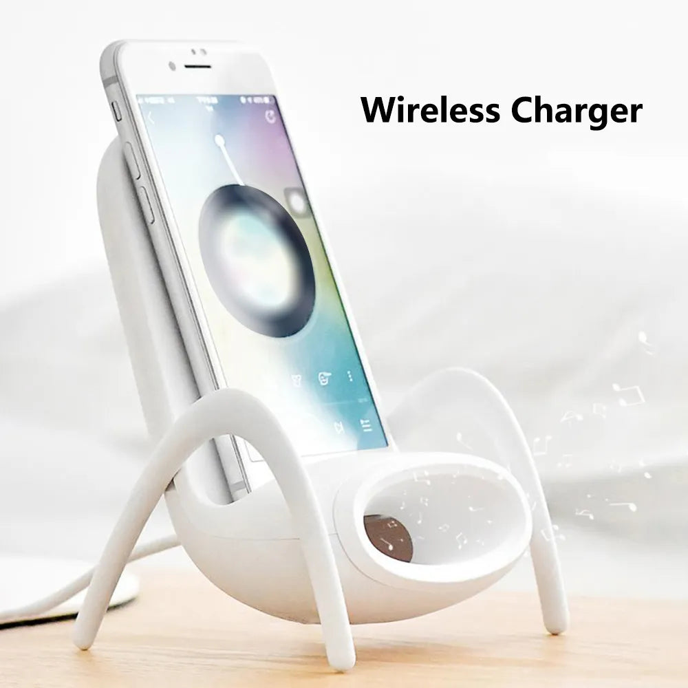 Portable Mini Chair Stand Wireless Charger Bracket Station Desk Mobile Phone Holder Fast Charge For Xiaomi iPhone Samsung