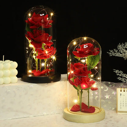 Artificial flowers Rose glass cover