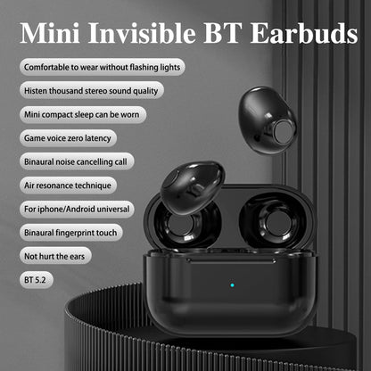 Mini Headphones Invisible Earphones Bluetooth TWS Wireless Touch Game Semi-In-Ear Earbuds Noise Reduction Sports Headset New