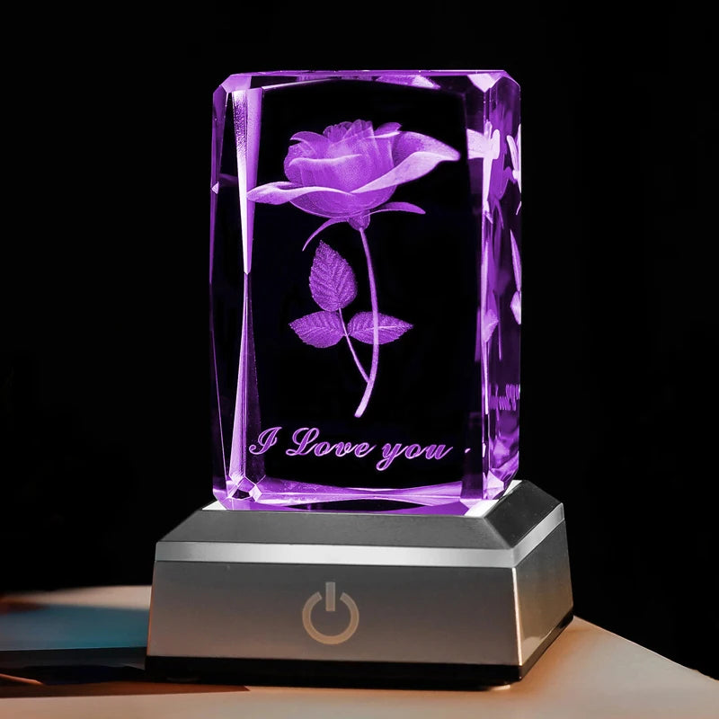 Rose Crystal LED Colorful Night Light