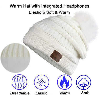 beanie Hat with Headphones wireles Bluetooth-compatible