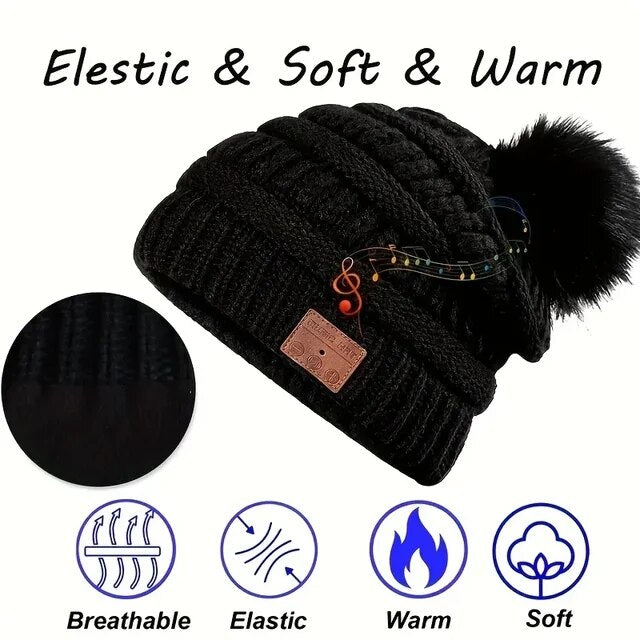 beanie Hat with Headphones wireles Bluetooth-compatible